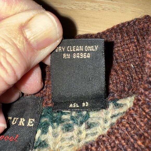 Vtg 90s Y2K Structure Men's Wool Sweater Aztec Southwest M Grandpacore Chunky - Picture 6 of 9